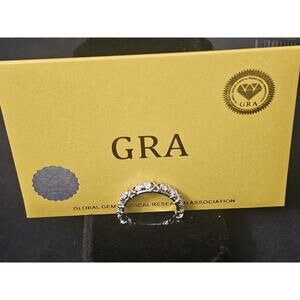 Sz9 925.Sterling Silver Plated-1.23carat Moissanite Round Eternity Band Ring